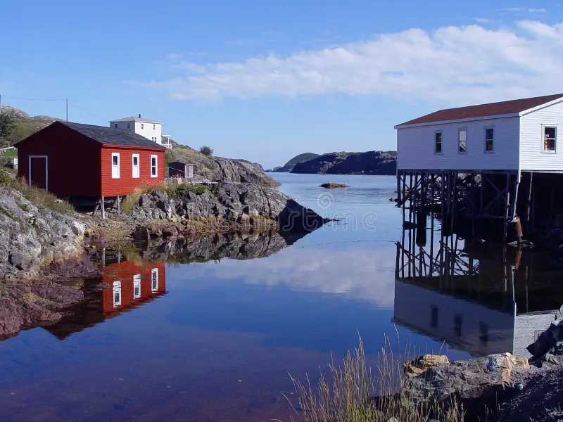 Fishing stages on the harbour in Salvage